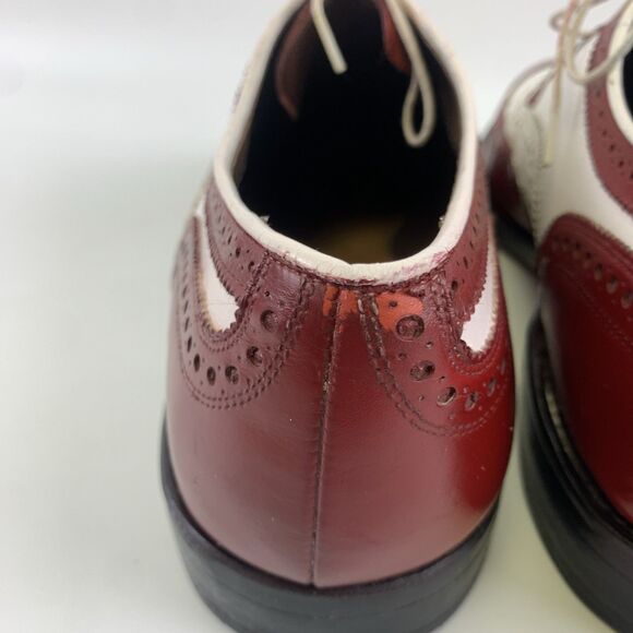Allen Edmonds Broadstreet Red White Leather Brogue Oxford Wingtip Mens 10.5 D - Picture 7 of 13